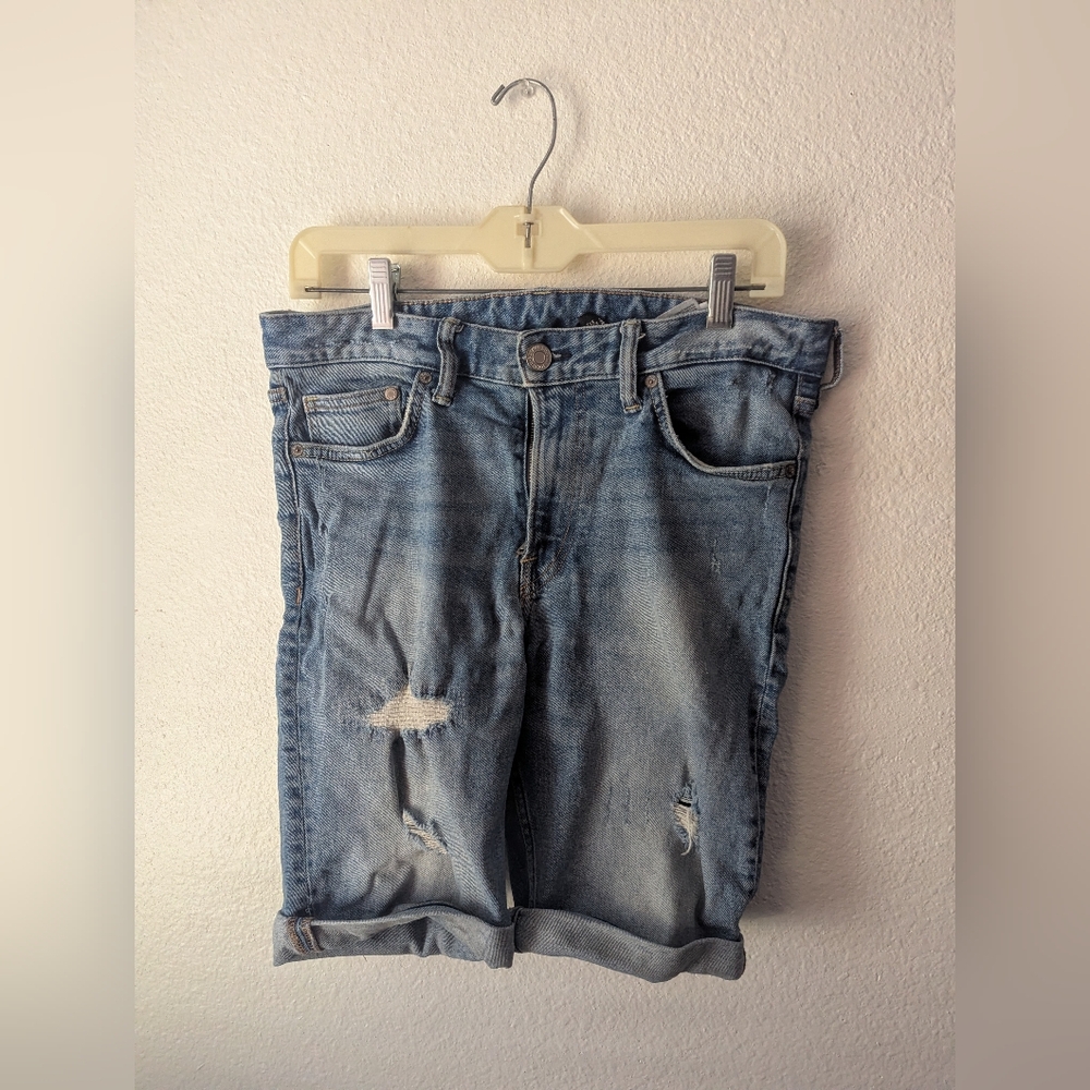 &DENIM Blue Distressed Jean Shorts